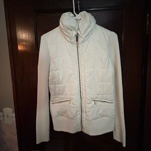 Cache White Puffer Jacket with High Collar